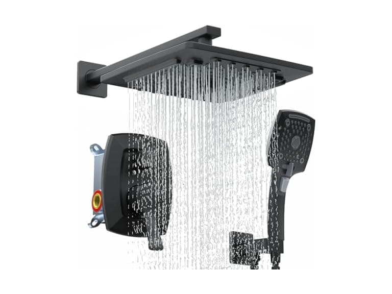 ELLO&ALLO Matte Black Bathroom Shower Faucet Set