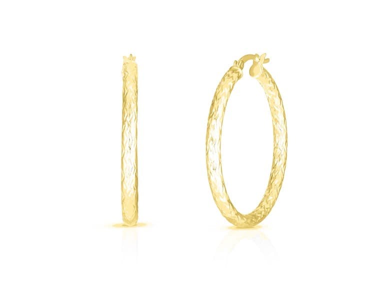 Yeidid Italian Silver Cut Hoop Earrings - Image 1