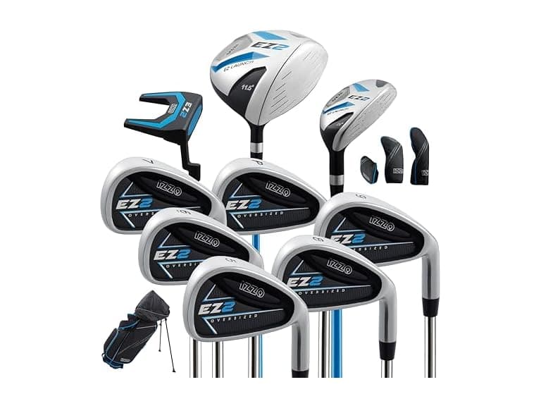 Izzo Golf EZ2 14 Piece Mens RH Golf Club Set with Golf Bag - Image 1