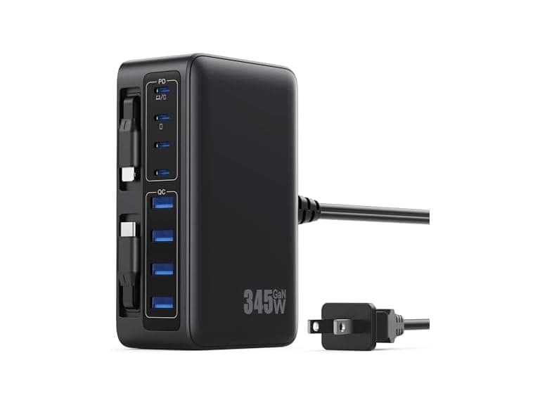 345W USB C 10 in 1 Retractable Wall Charger