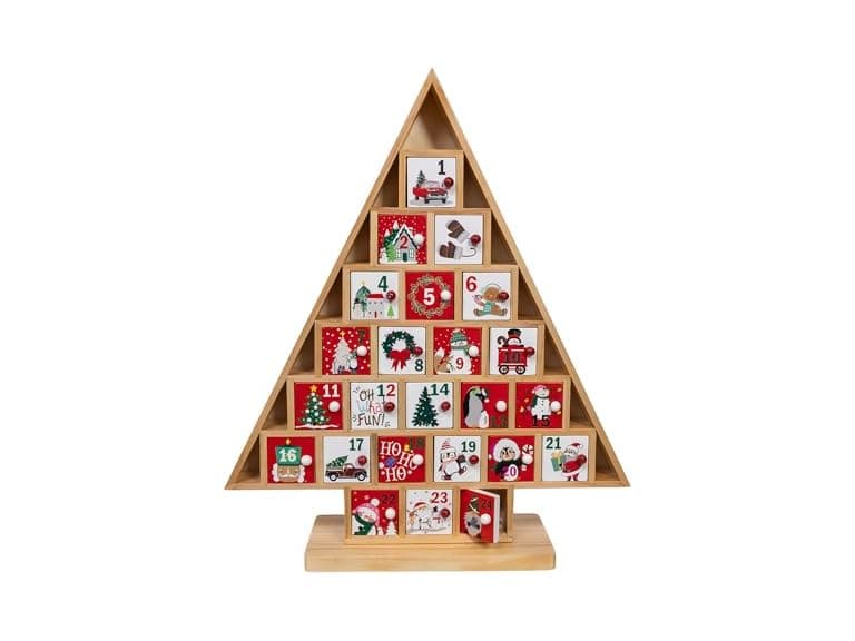 Kurt Adler 15" Wooden Tree Advent Calendar - Image 1