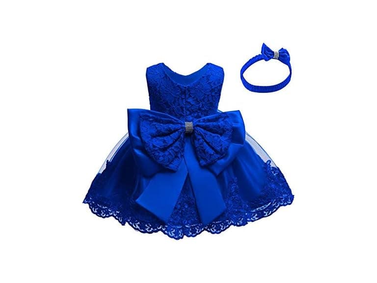 Idopip Girls (3-6 MOS) Lace Flower Bowknot Dress - Image 1