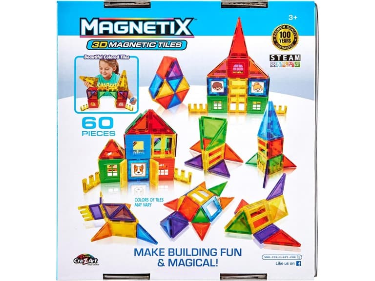 Cra-Z-Art Magnetix 60 Piece 3D Magnetic Tiles - Image 1