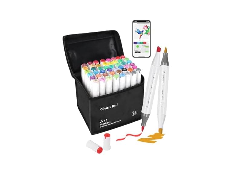 YHC 48-Color Alcohol Markers Brush Tip - Image 1
