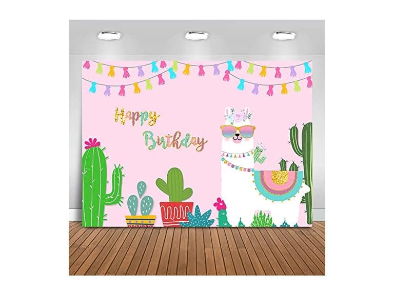 Mocsicka Llama Happy Birthday Backdrop - Image 1