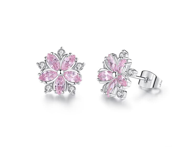 Pink Sapphire Flower Earrings - Image 1