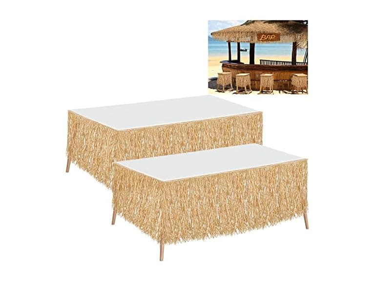 2 Pack Natural Raffia Table Skirt - Image 1
