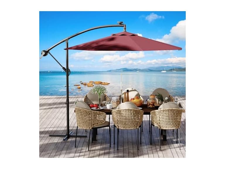 GarveeLife 10ft Offset Umbrella Tan - Image 1