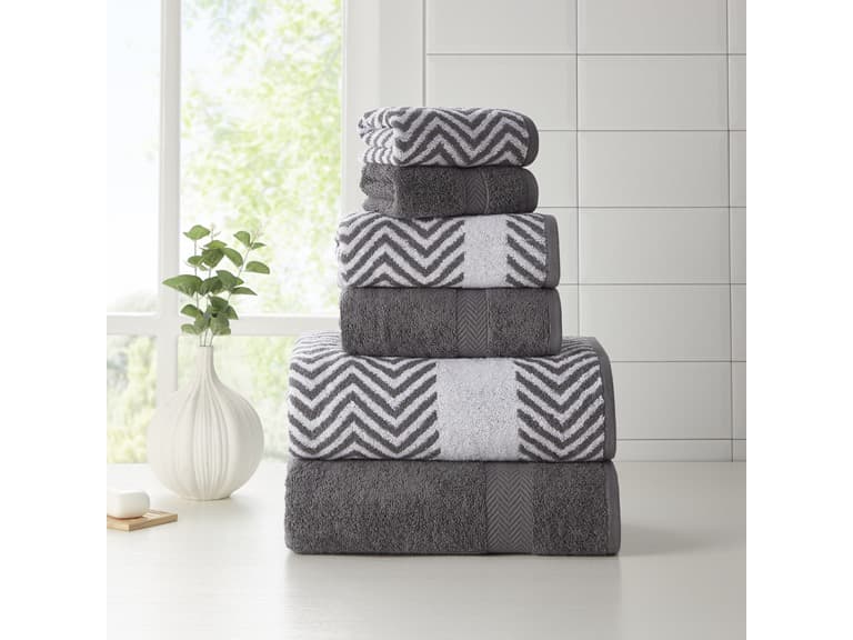 6 Piece Chevron Jacquard Towel Set - Image 1
