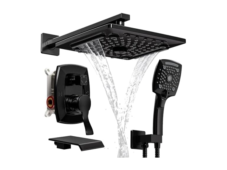 ELLO&ALLO Matte Black Tub Shower Faucet Set - Image 1