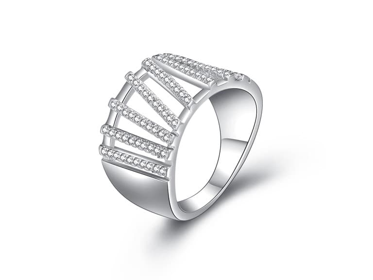 White Gold Multi Bar Ring - Image 1