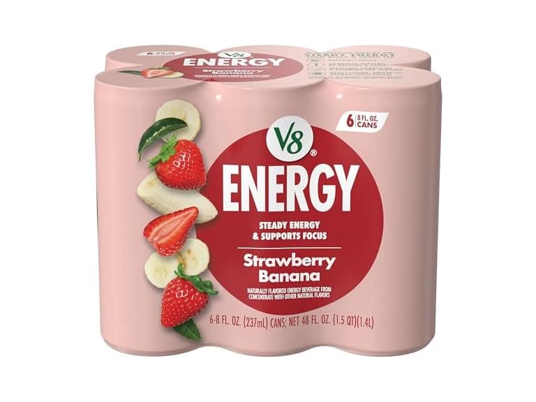 6PK V8 +ENERGY Strawberry Banana Energy Drink - Image 1