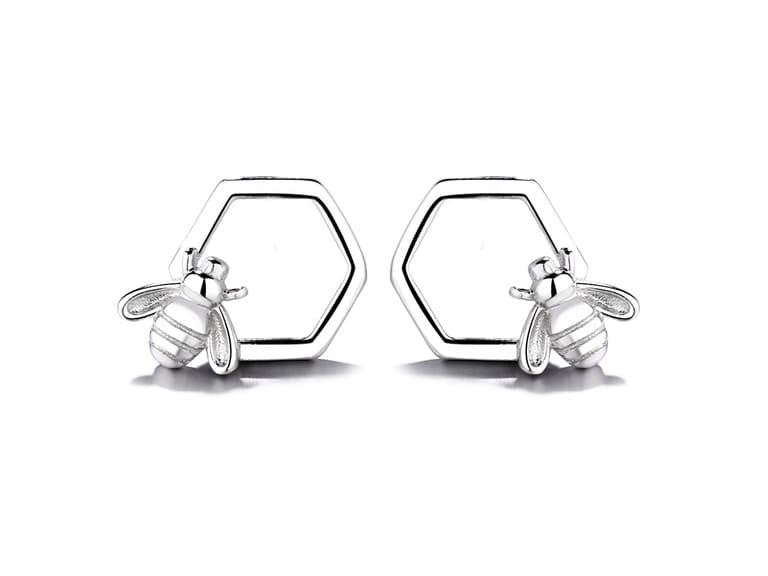 Bee Honeycomb Stud Earrings - Image 1