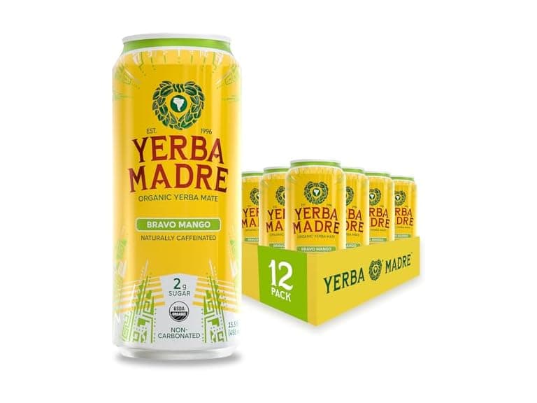 12PK Yerba Madre Organic Yerba Mate, Bravo Mango - Image 1
