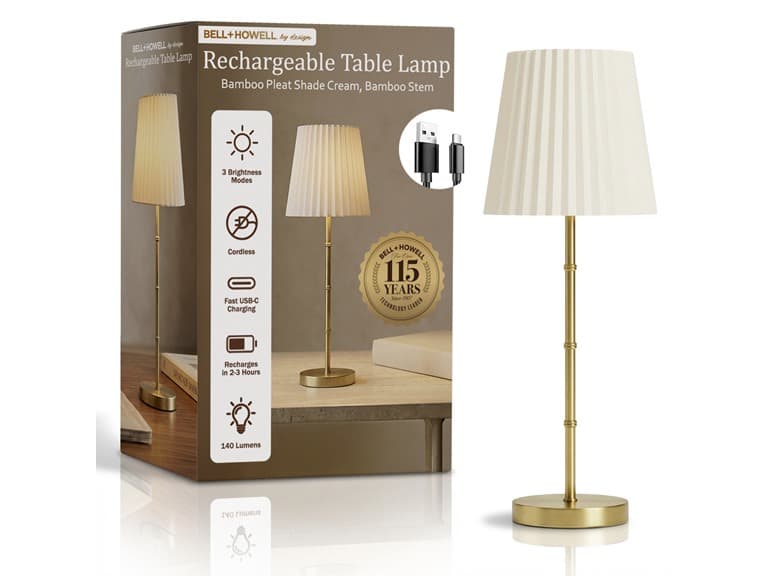 Bamboo Stem Pleated Shade Cream Lamp - Image 1
