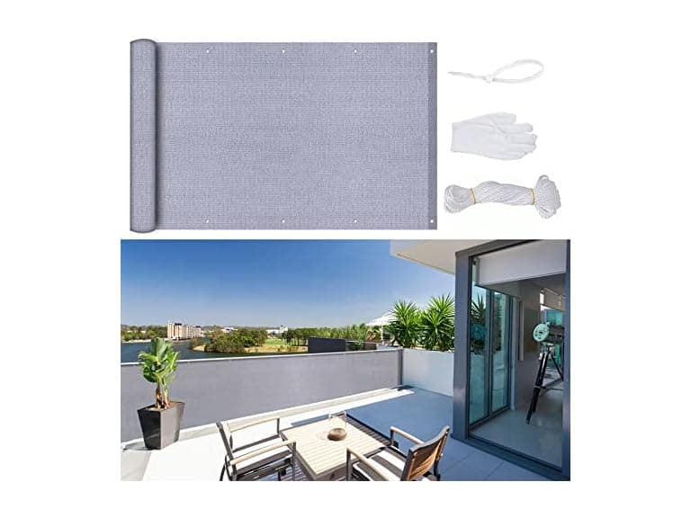 AofeiGa 3.5'x16.5' Balcony Privacy Screen Gray - Image 1