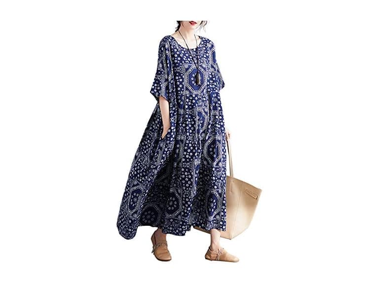 Versear Women (OS) Loose Cotton Linen Dress Dress - Image 1
