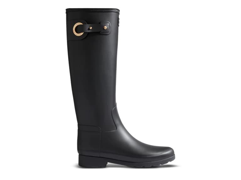 Hunter Refined Gold Trim Tall Gloss Women's Boots (9) (Open Box) - Image 1