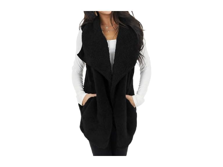 ReachMe Women (XL) Sleeveless Sherpa Vest Fur Vest - Image 1