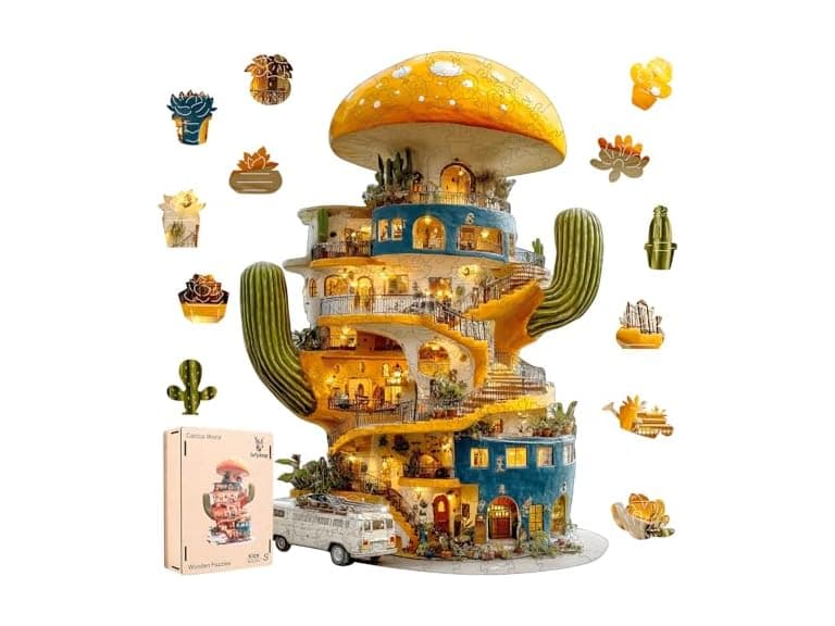 Ixfyloop Wooden Puzzles for Adults, Cactus World - Image 1