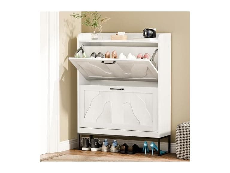 infurnic Shoe Storage Cabinet with 2 Flip Drawers - Image 1