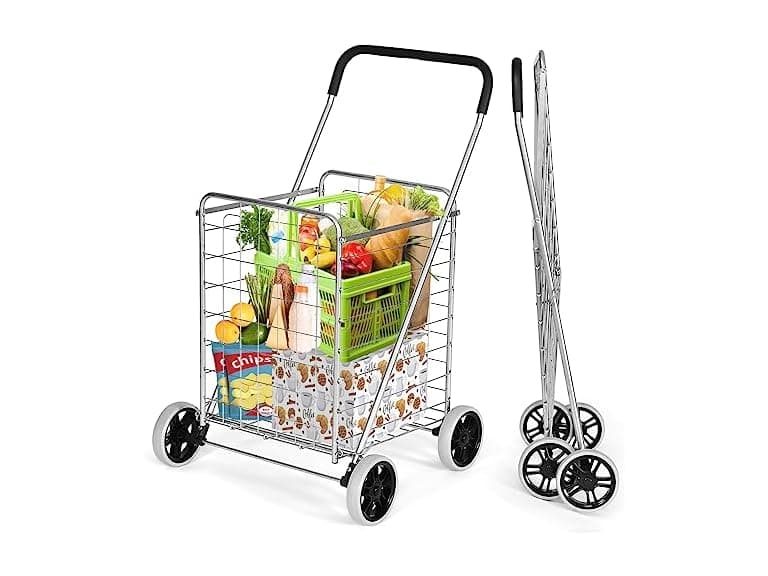 IRONMAX Folding Shopping Cart Silver