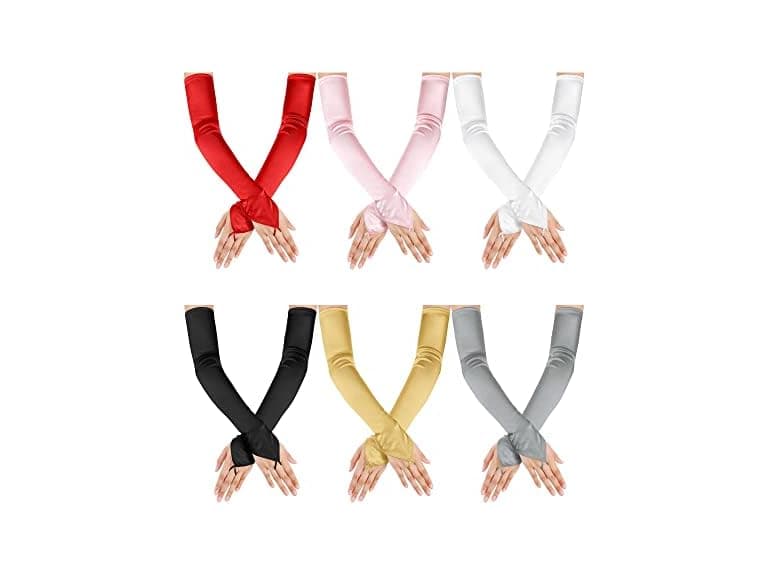 6 Pairs Long Fancy Opera Gloves - Image 1