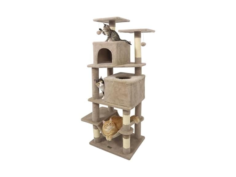 DORTALA 57" Tall Cat Tree, Multi-Level Cat Tower - Image 1