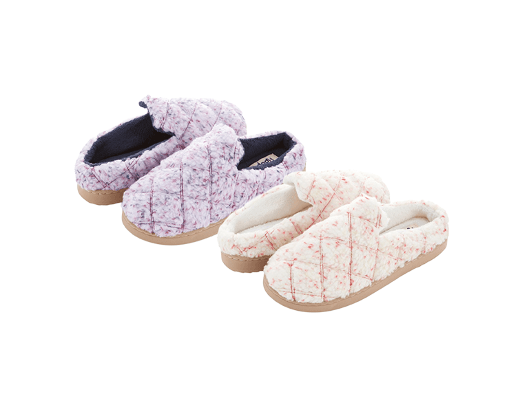 Floopi Womens Sherpa Fur Quilted Slippers - Image 1