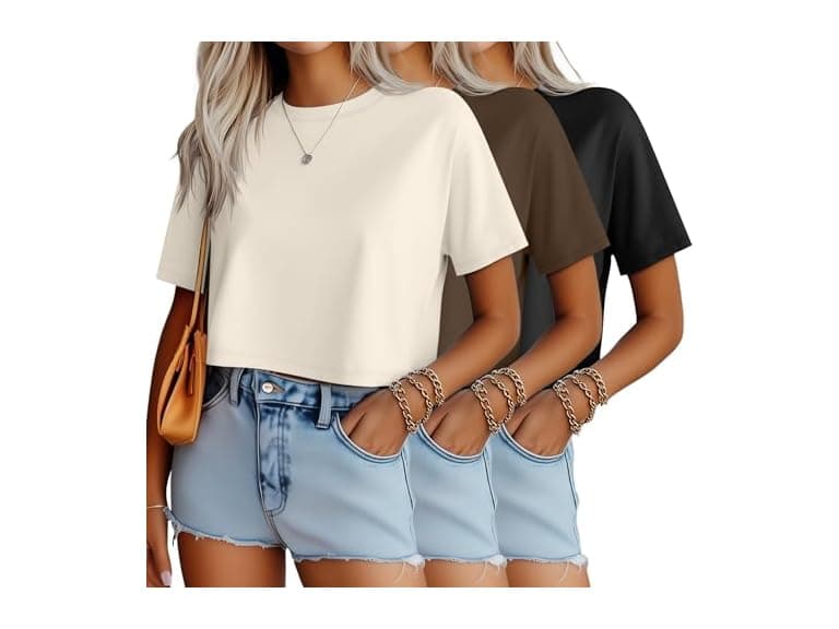 3 Pack Women's Crop Top T-Shirt