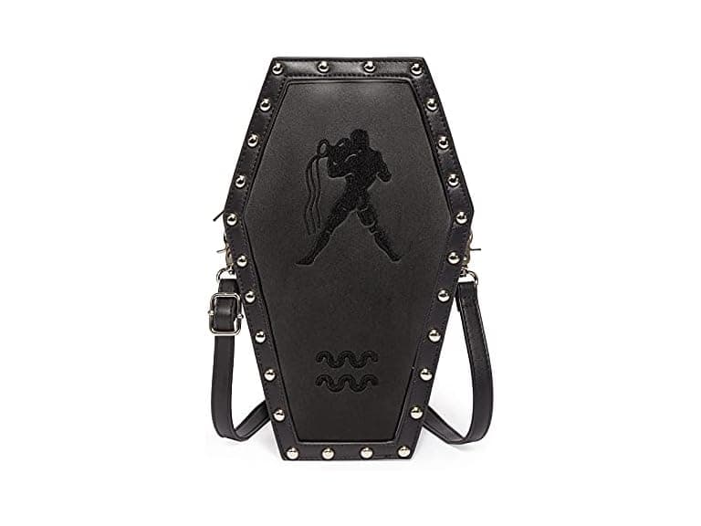 Aquarius Embroidered Gothic Coffin Bag - Image 1