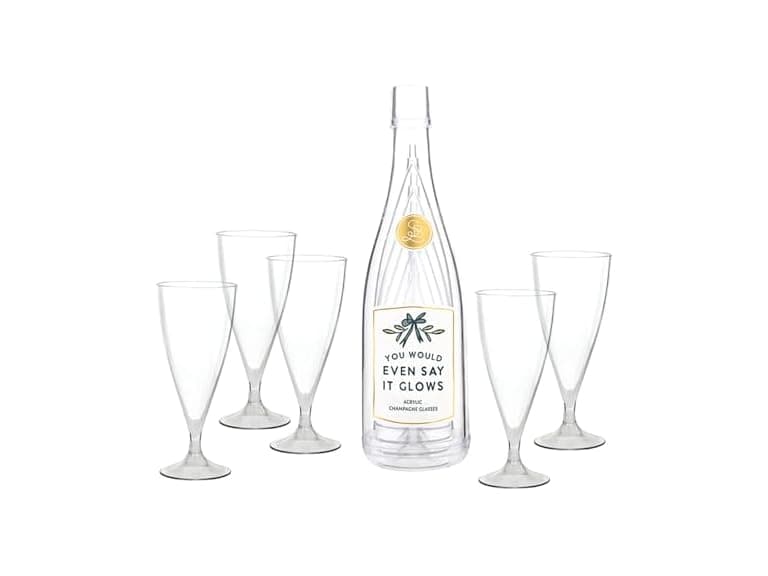 Santa Barbara Design Studio Acrylic Champagne Bottle with 5 Glasses - Image 1