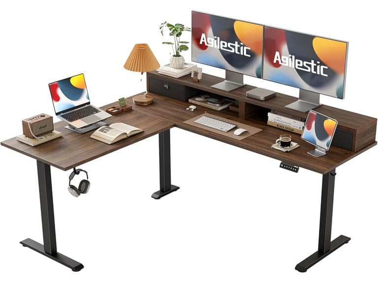 Agilestic L-Shaped Electric Desk with Storage - Image 1