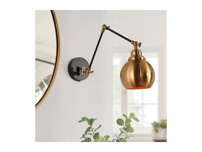 GEPOW Black Gold Swing Arm Wall Sconce - Image 1
