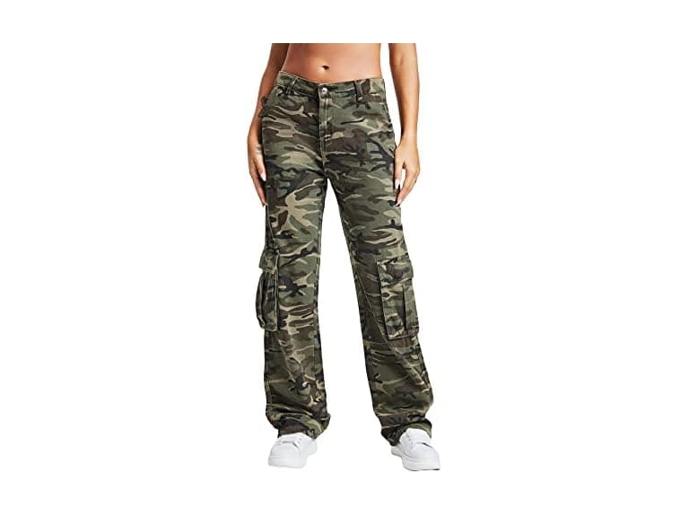 Wdirara Women (L) Cargo Baggy Jeans High Leg Pants - Image 1