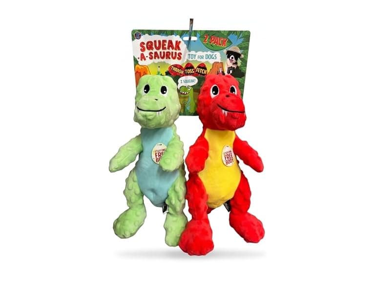 Bow Wow Pet 2 Pack Plush Dog Toy with Squeaker - Image 1