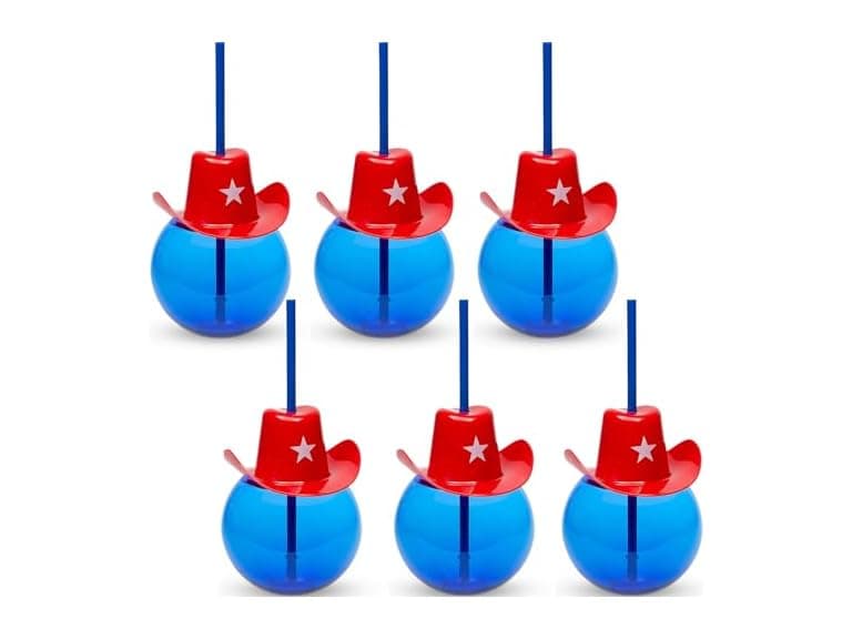 Fun Express Oz. Round Reusable Plastic Cups Straws - Image 1
