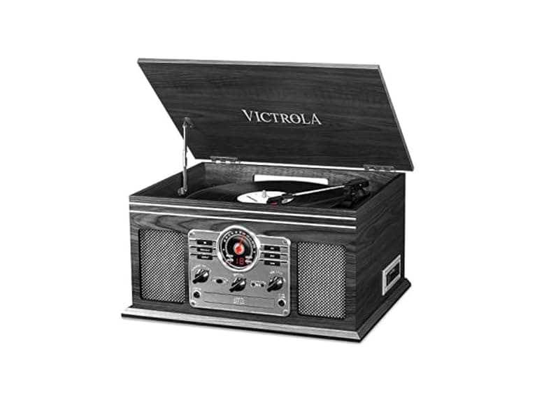 Victrola The Quincy 6-in-1 Bluetooth Record Player, Grey - Image 1