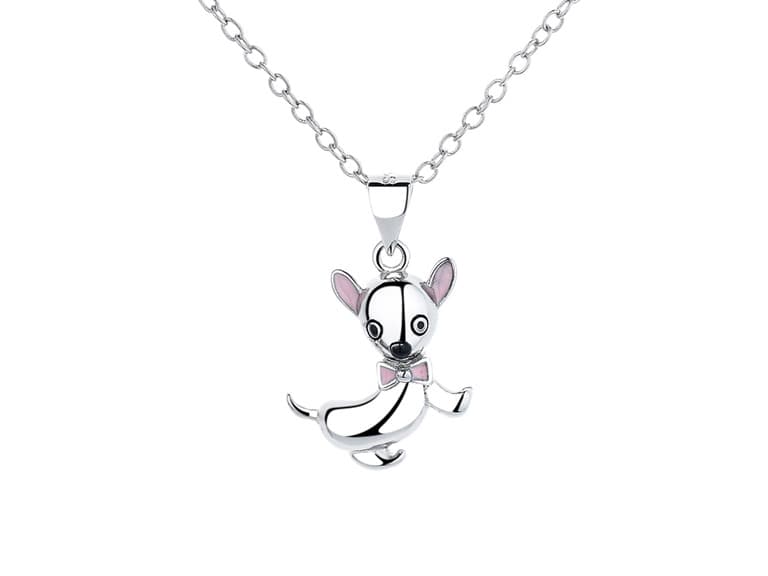 Chihuahua With Pink Bowtie Dog Necklace - Image 1