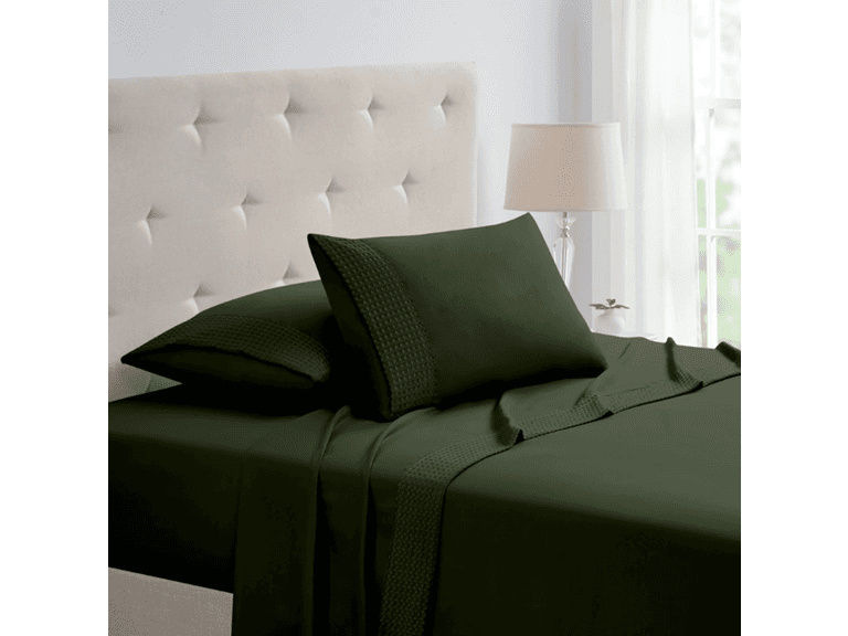 Rayon From Bamboo 4Pc 1800 Count Waffle Hem Sheet Set - Image 1