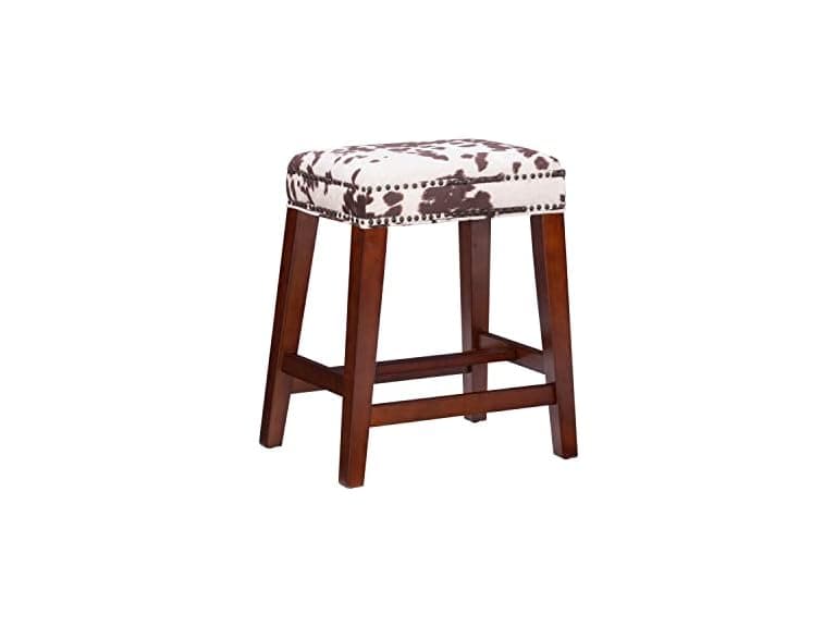 Linon Harlow Brown Cow PrintBackless Counter Stool 24" (Open Box) - Image 1