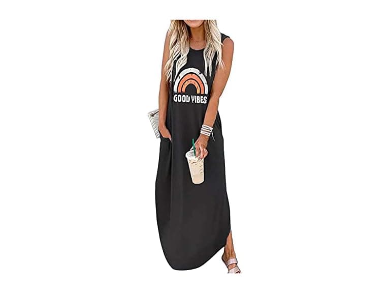 Hount Women (S) Good Vibes Rainbow Maxi Tank Dress - Image 1