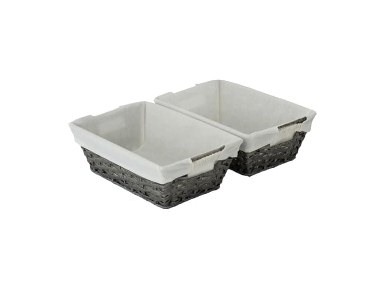 Sukkiri Homu Trapezoid Storage Basket with Handle, Set of 2  Grey - Image 1