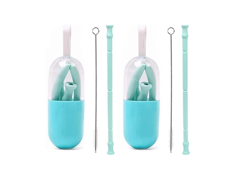 2-Pack: Foldable Silicone Straw - Image 1