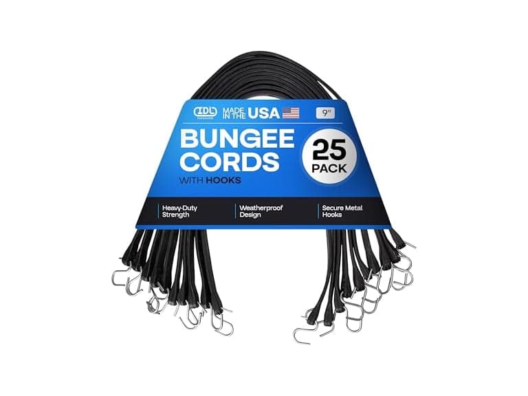 IDL Packaging Bungee Cords 9-inch with Hooks, 25-Pack - Image 1