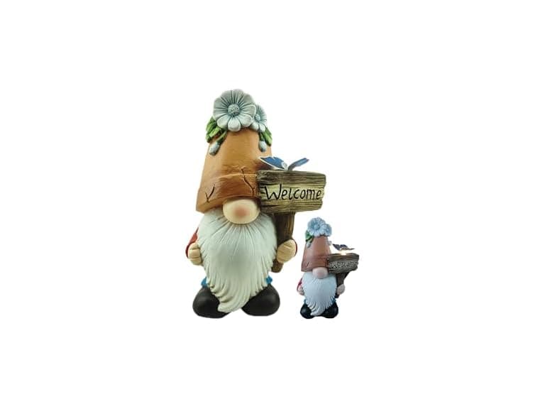15.7" Resin Solar Welcome Flowerpot Hat Gnome - Image 1