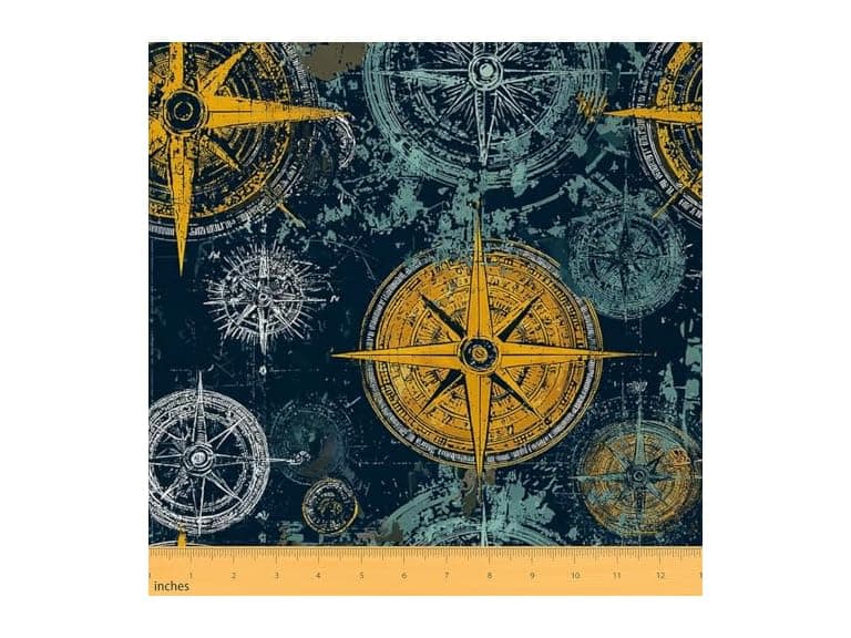 Castle Fairy Compass Print Fabric by The Yard - Image 1