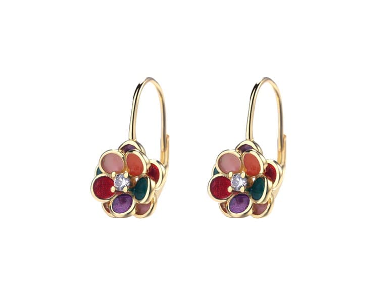 Crystal Multi Color Floral Earrings - Image 1