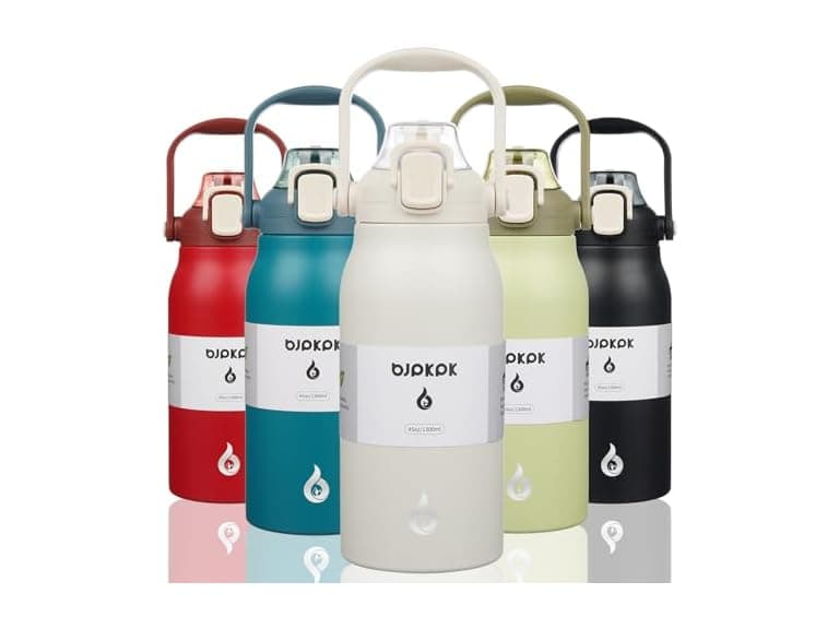 BJPKPK Insulated Water Bottles with Straw,White - Image 1