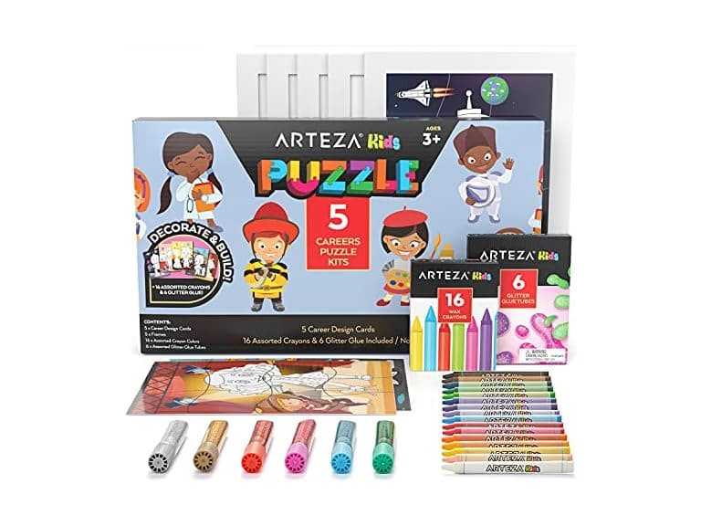 Arteza Kids Careers Coloring Puzzle Kit - Image 1